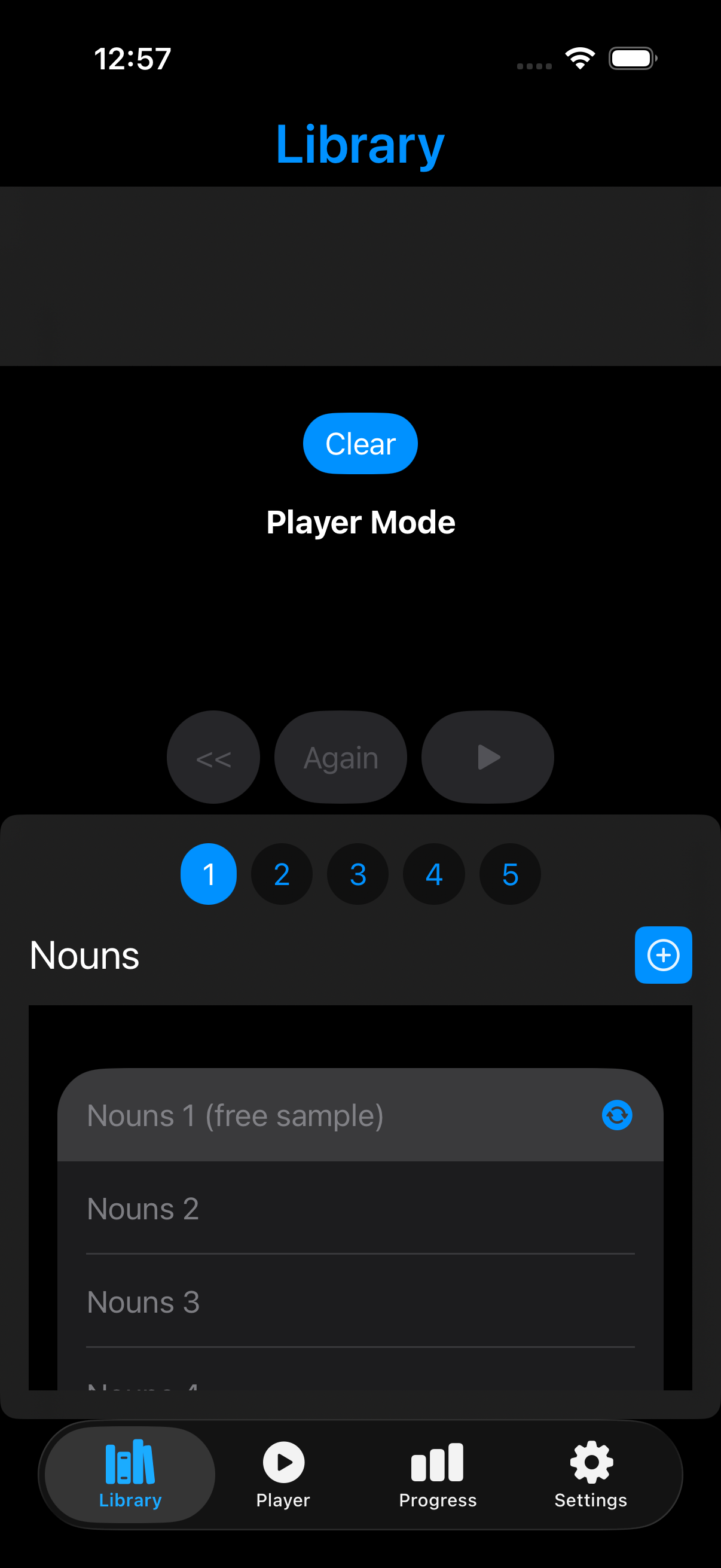 Library page in player mode