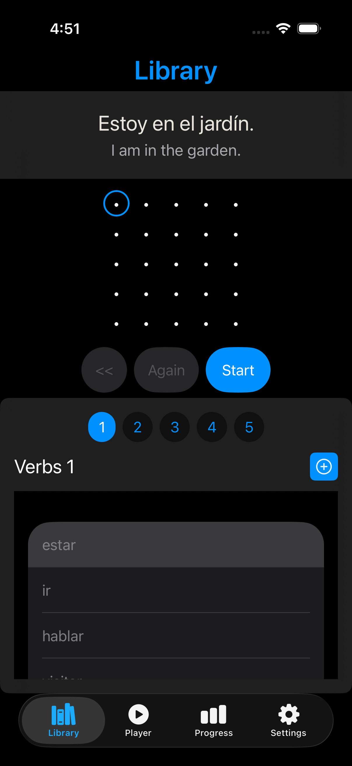 Library page in the Hear&Repeat app