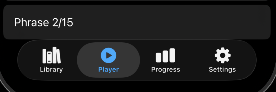 Phrase counter showing the current and total phrases