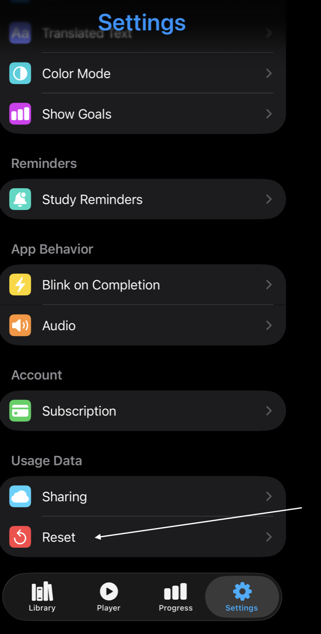 Clear usage data option on the Settings Page