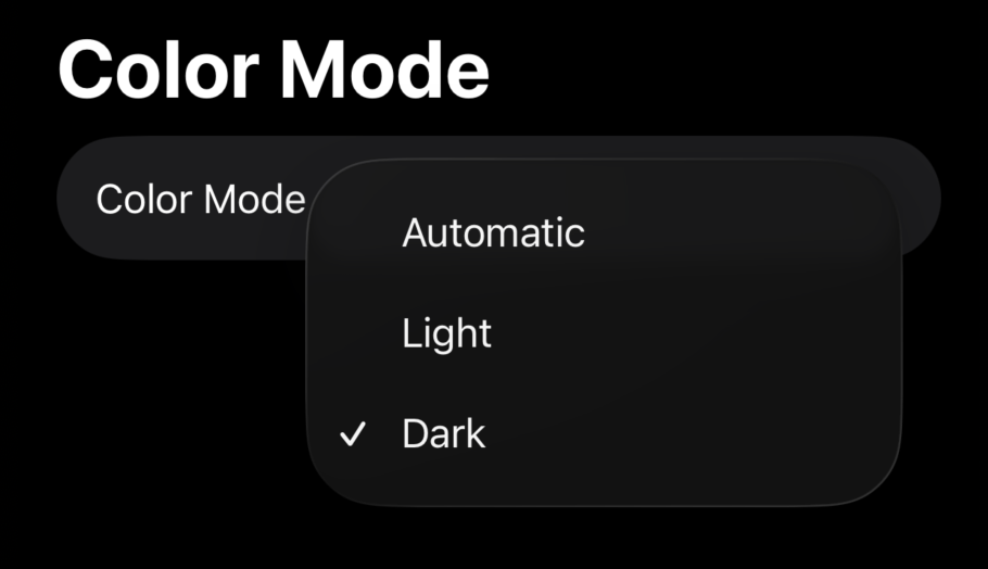 Automatic, Light, and Dark Color Mode settings