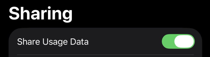 Usage data sharing setting
